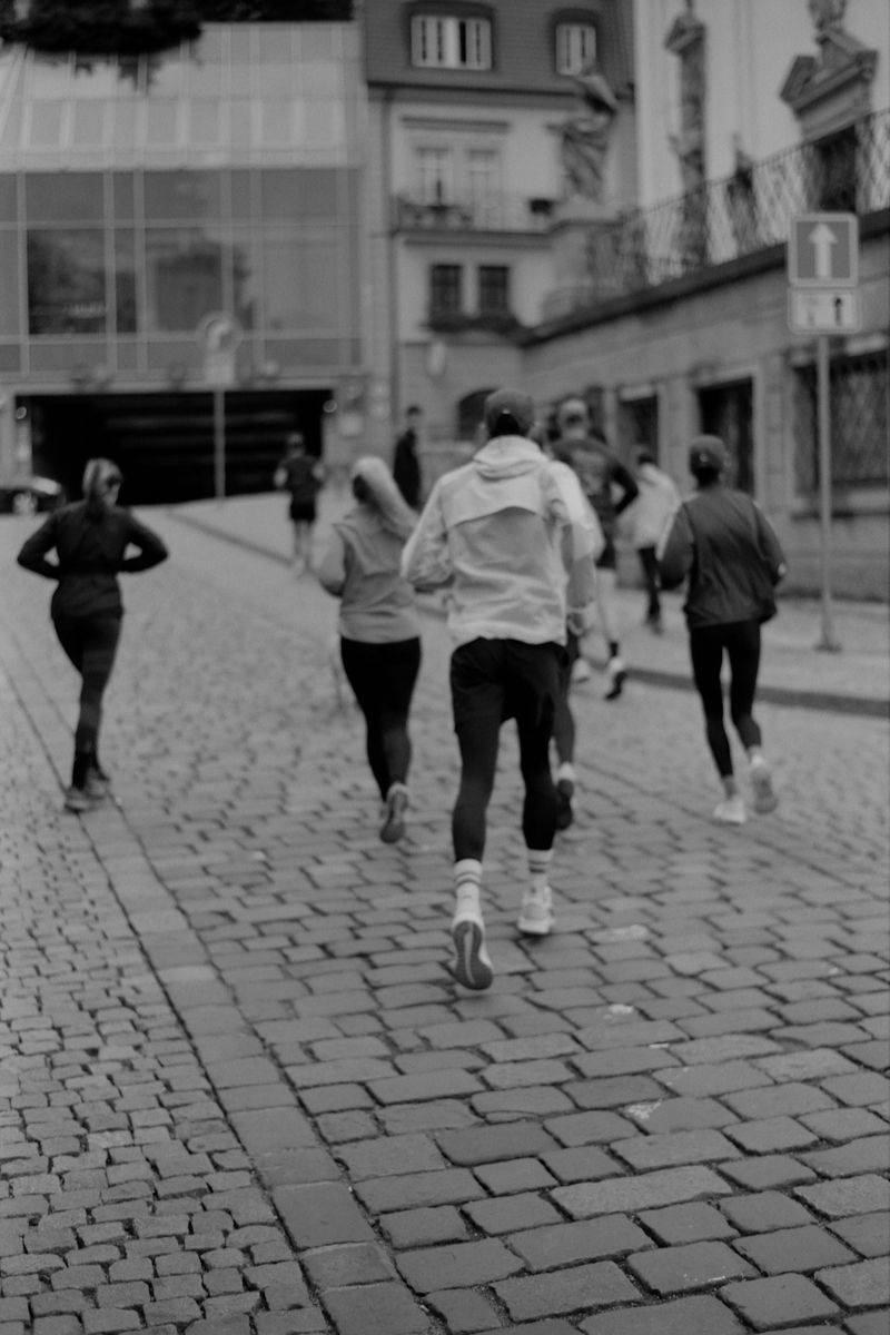 A group run on a brick street